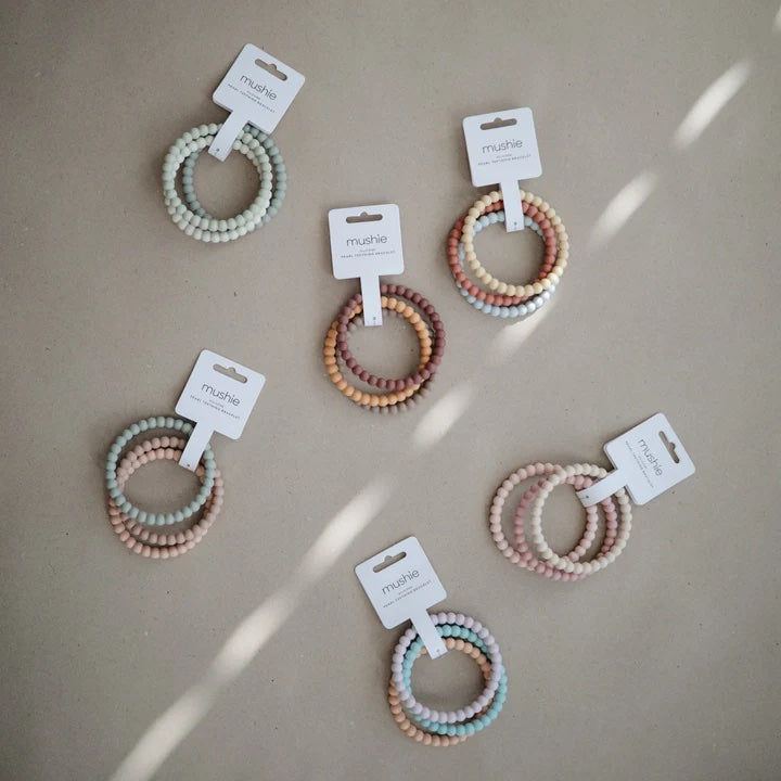 Bracelet Teether / Linen, Peony & Pink