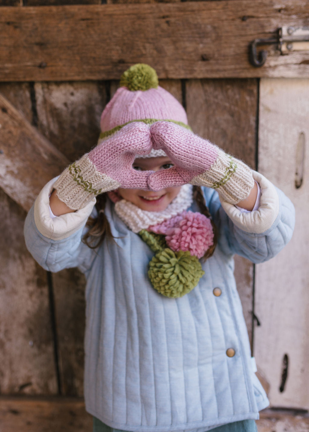 Teddy Beanie / Pink & Green