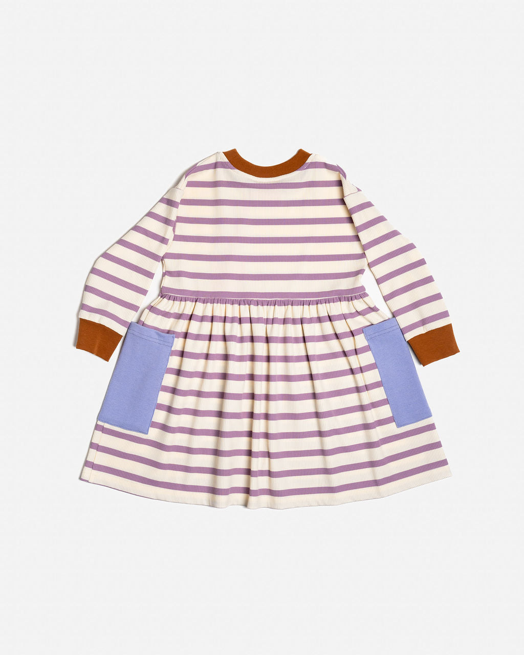 Purple Stripe Long Sleeve Bell Dress