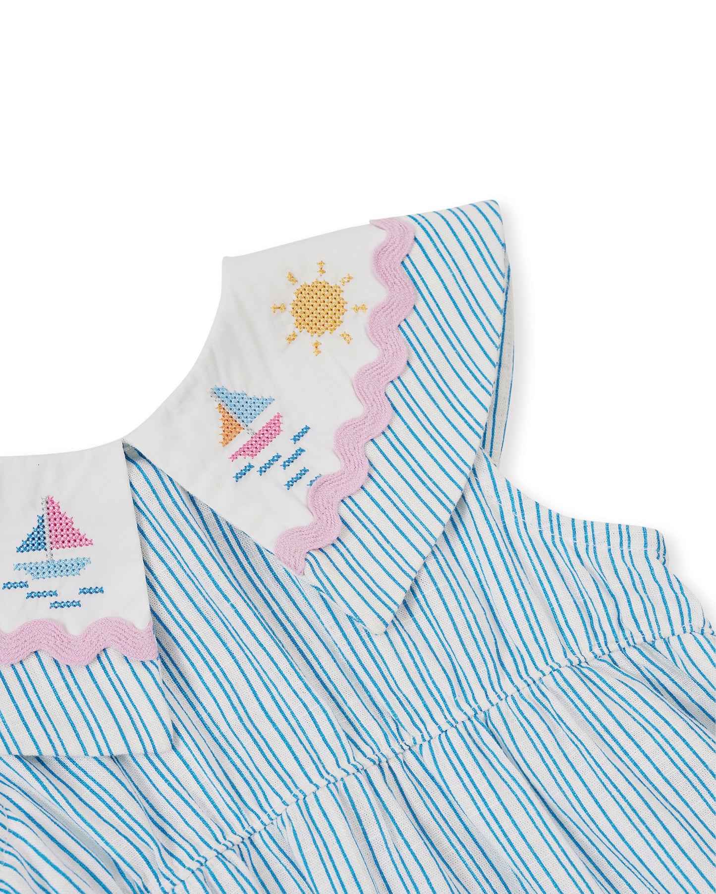 Ava Sailor Stripe Collared Romper