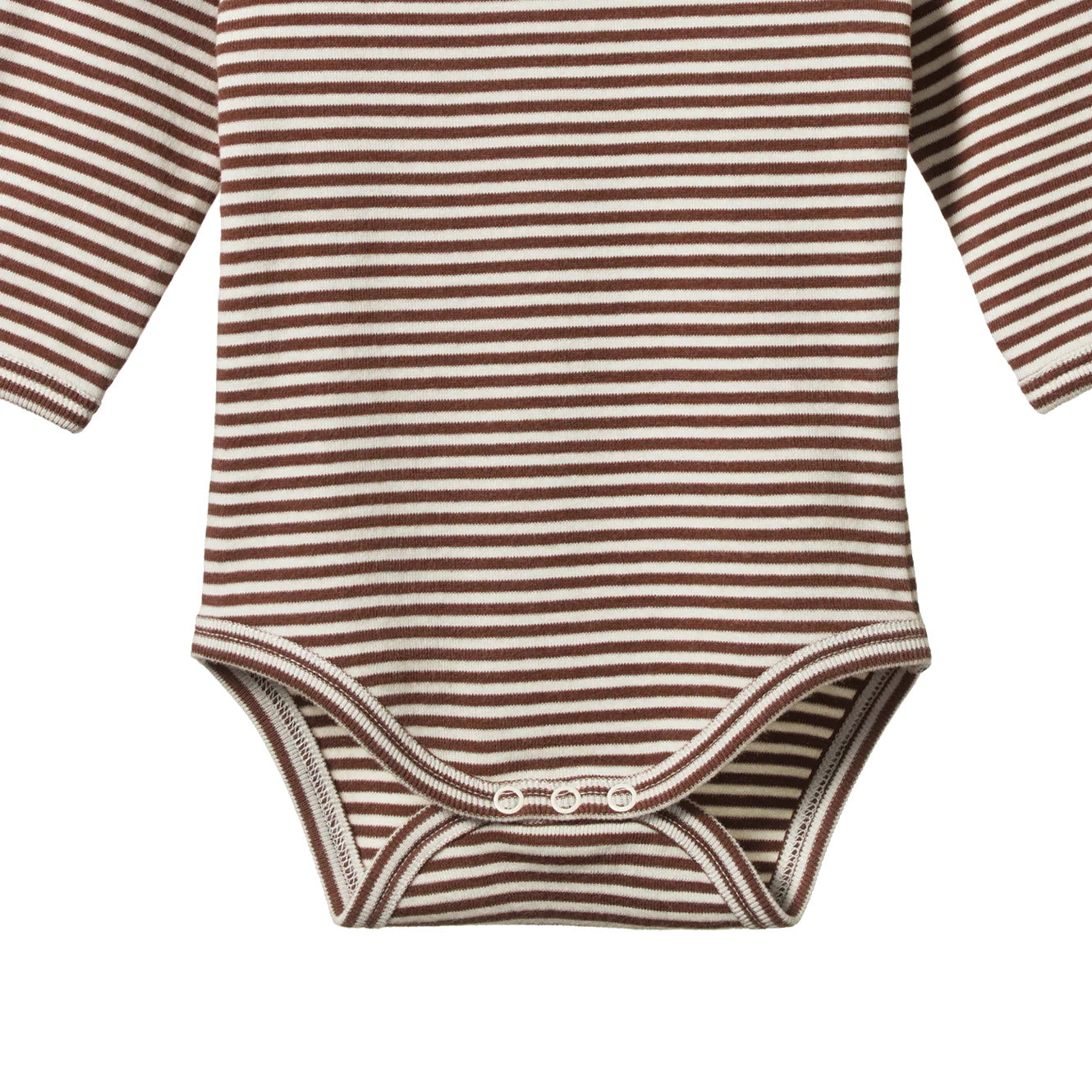 Cotton Long Sleeve Bodysuit / Pinecone Stripe