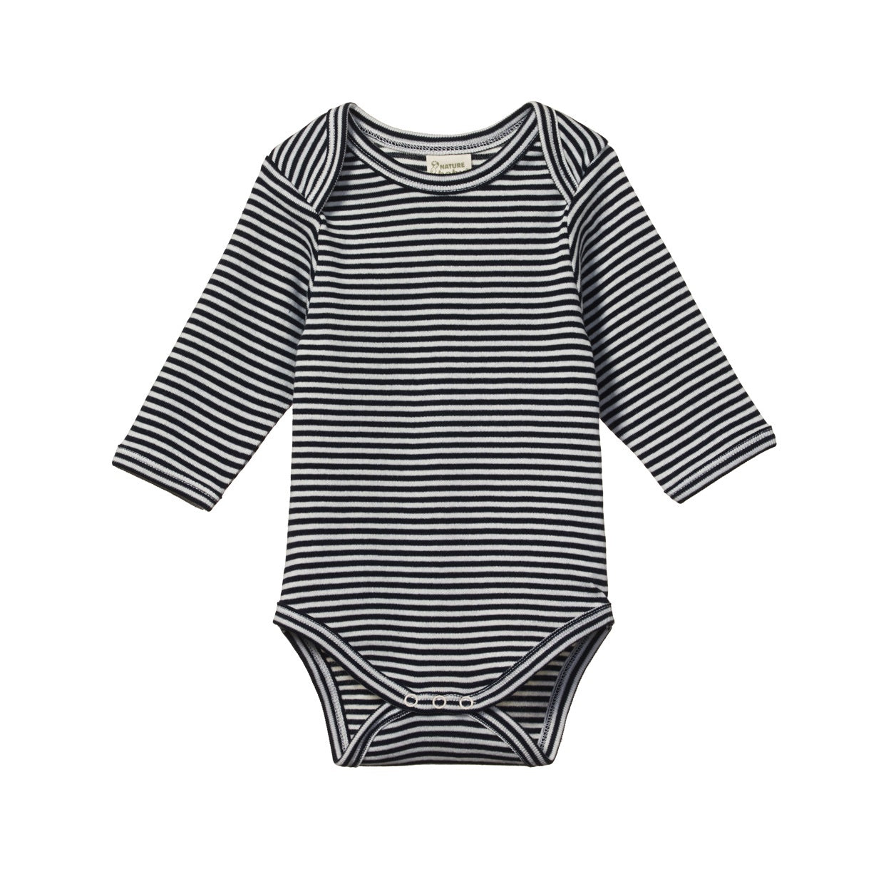 Cotton Long Sleeve Bodysuit / Navy Stripe