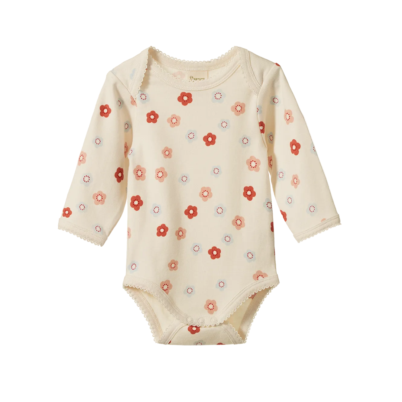 Cotton Long Sleeve Bodysuit / Petite Flora Stamp