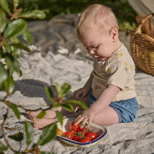 Cotton Short Sleeve Bodysuit / Fish Fable Print