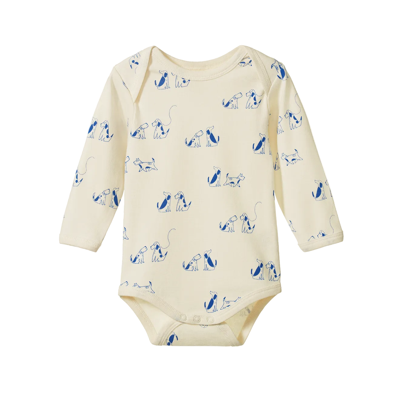 Cotton Long Sleeve Bodysuit / Dog Walk Print