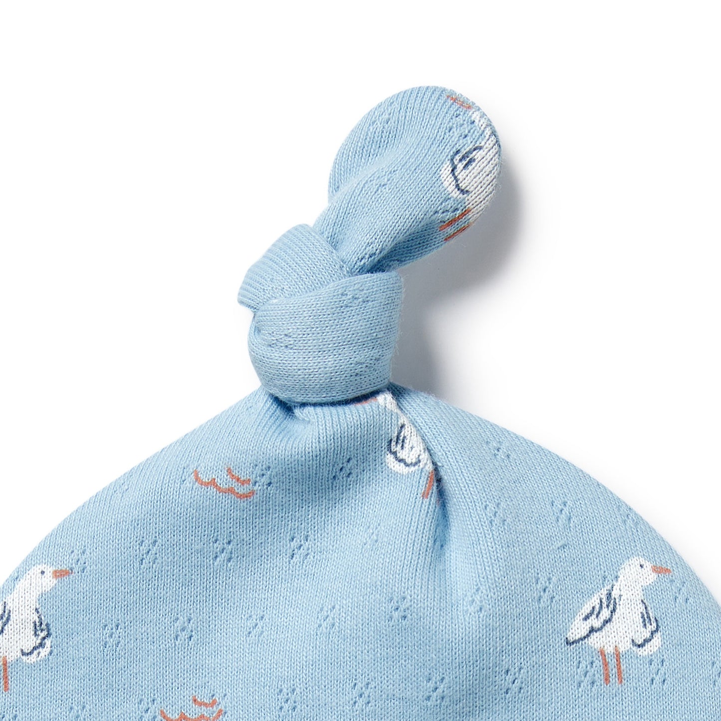 Sunny Seagulls Pointelle Knot Hat
