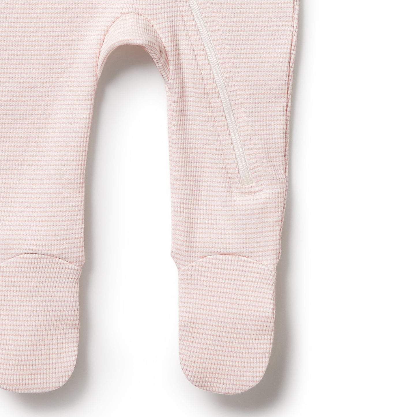 Organic Stripe Rib Zipsuit with Feet / Cantaloupe