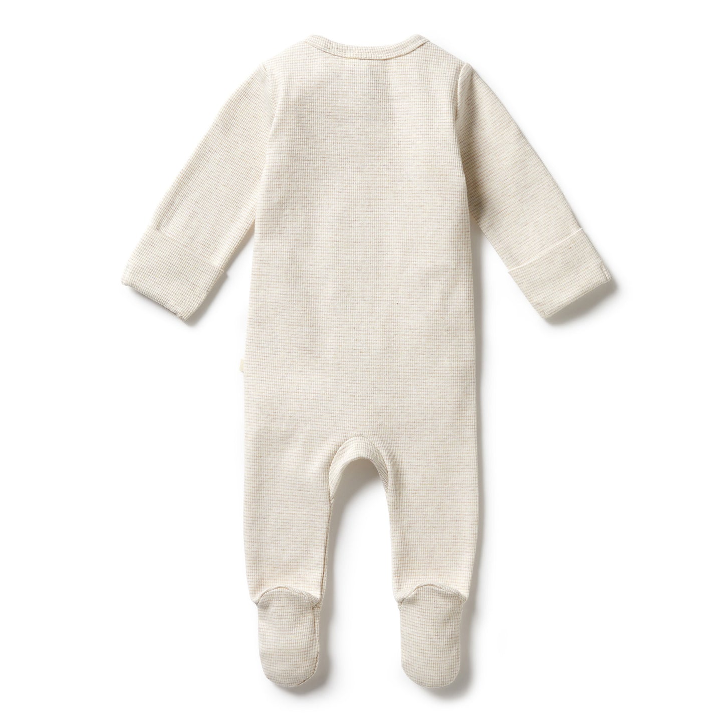 Organic Stripe Rib Zipsuit with Feet / Oatmeal