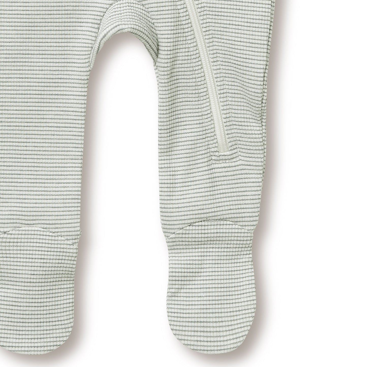 Organic Stripe Rib Zipsuit with Feet / Fern