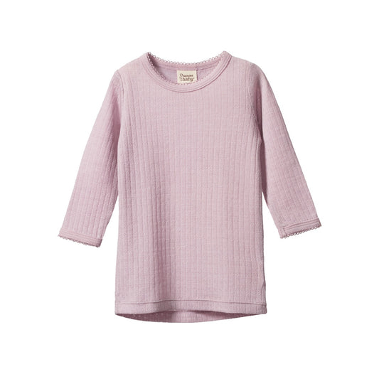 Merino Pointelle Long Sleeve Cloud Tee / Lilac
