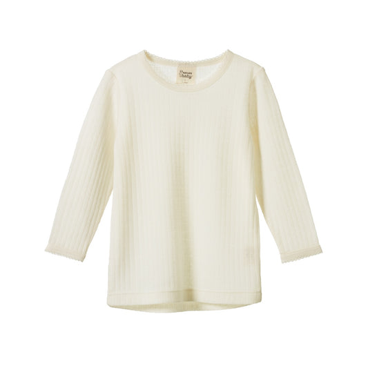 Merino Pointelle Long Sleeve Cloud Tee / Natural