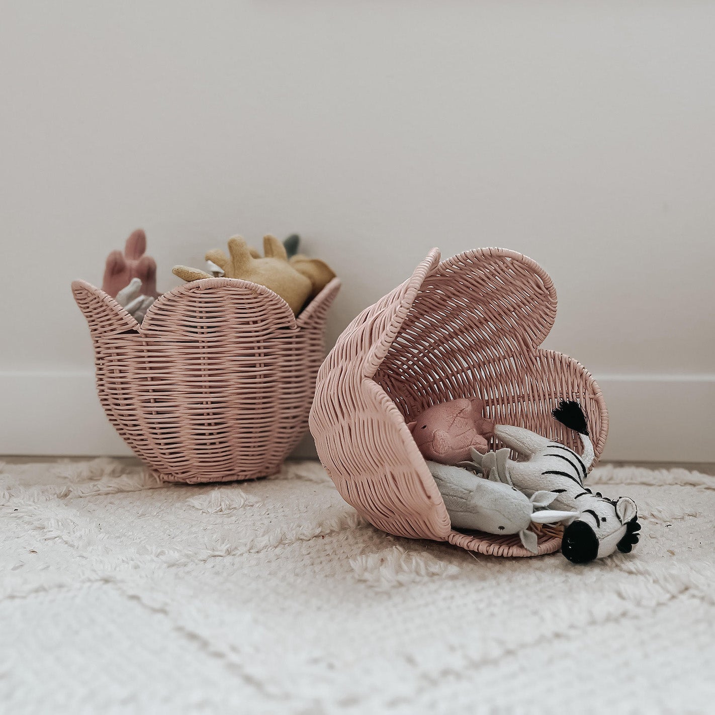 Rattan Lily Basket Set / Blush