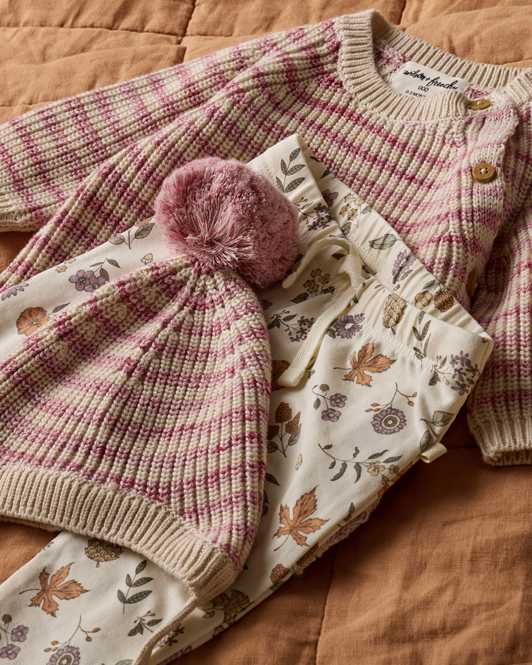 Rhubarb Stripe Knitted Kimono Cardigan