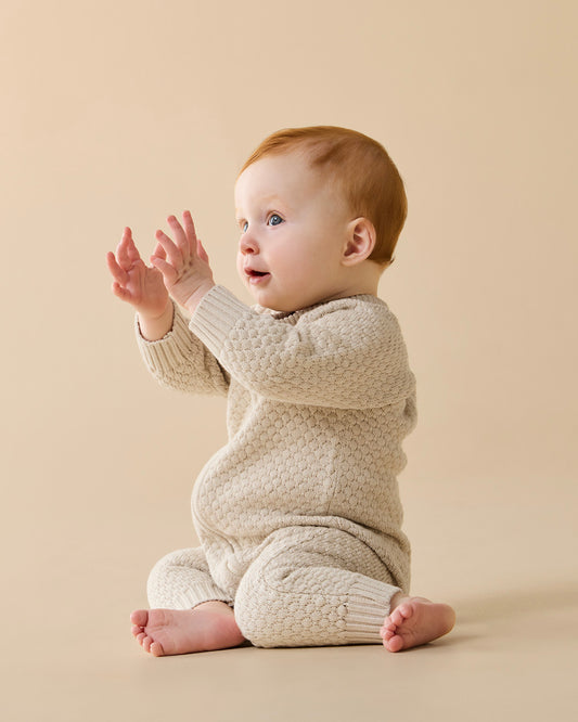 Cream Organic Knitted Bubble Growsuit