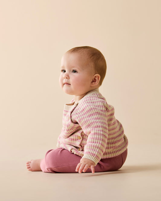 Rhubarb Stripe Knitted Kimono Cardigan