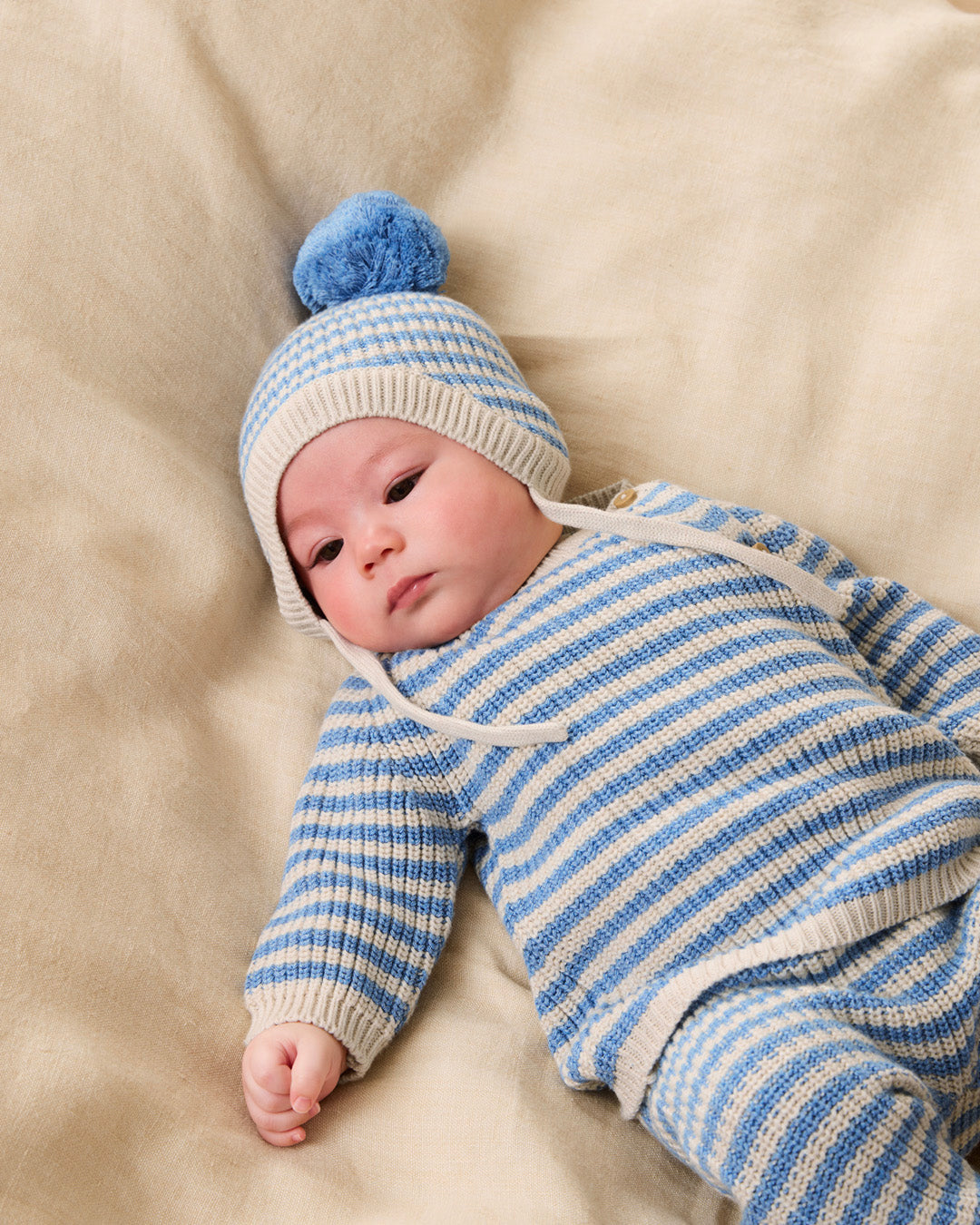 Frosted Blue Organic Knitted Stripe Legging