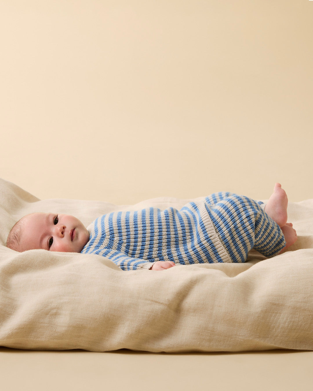 Frosted Blue Organic Knitted Stripe Legging