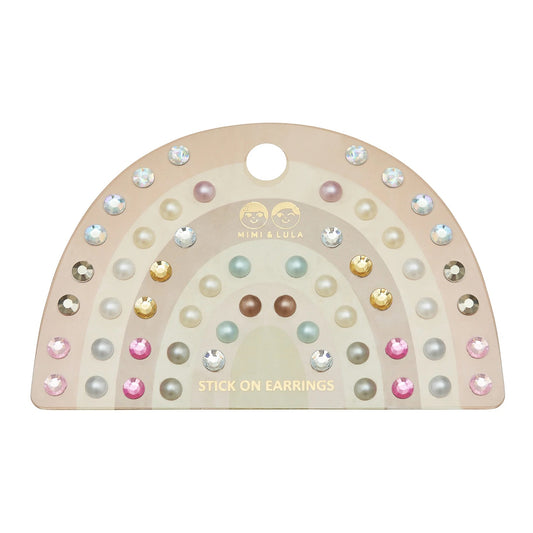 Pink Gem & Pearl Stick on Earrings