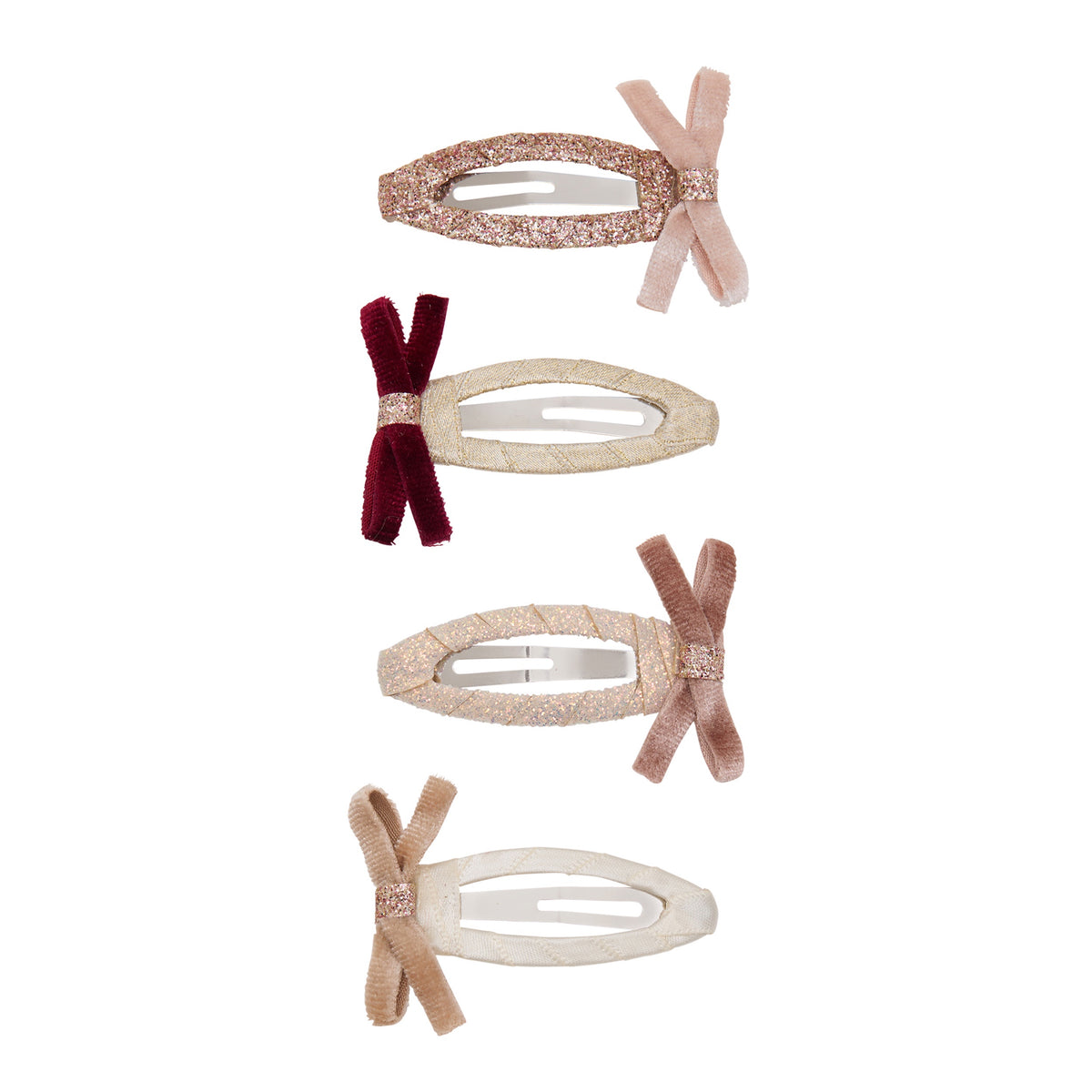 Skinny Bow Clips Pink