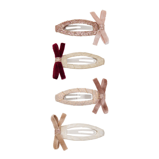 Skinny Bow Clips Pink