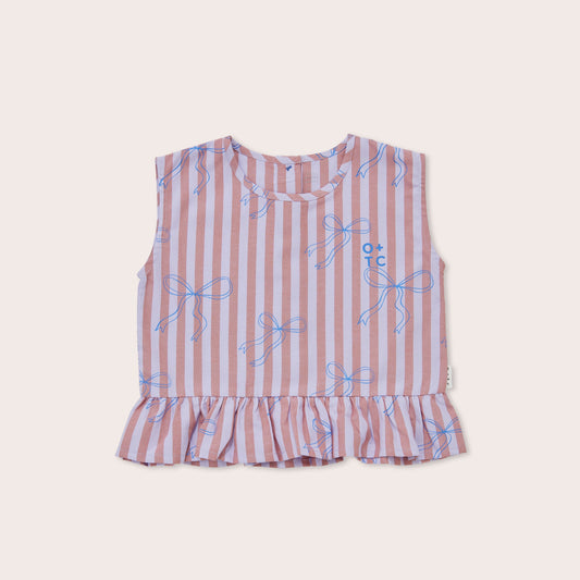 Blue Bows Boxy Frill Singlet