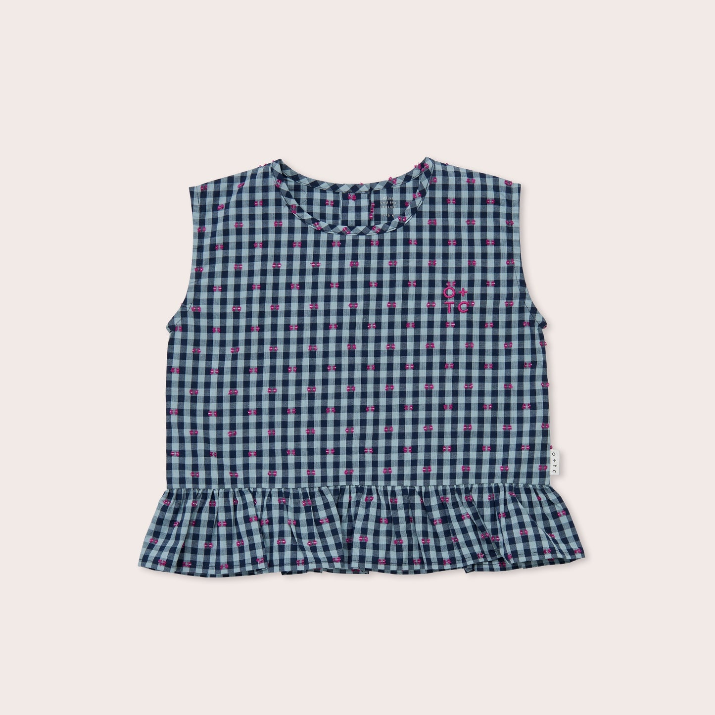 Gingham Bows Boxy Frill Singlet