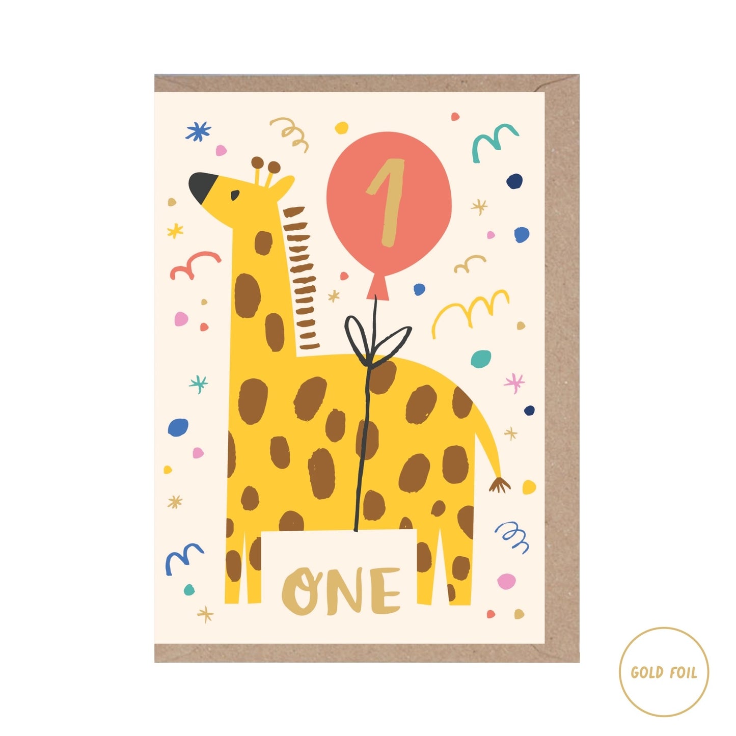 1st Birthday Giraffe Card