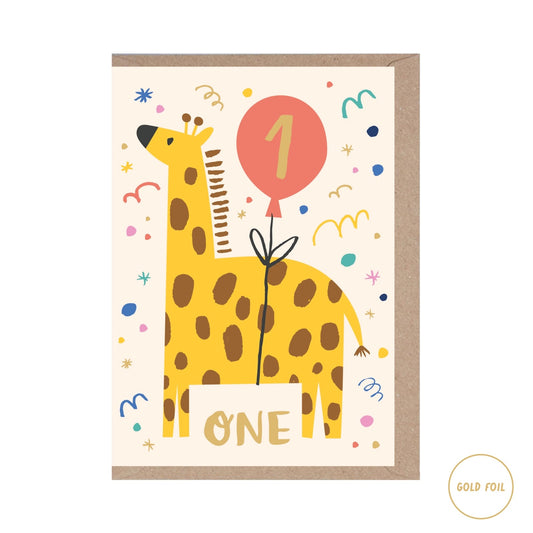 1st Birthday Giraffe Card