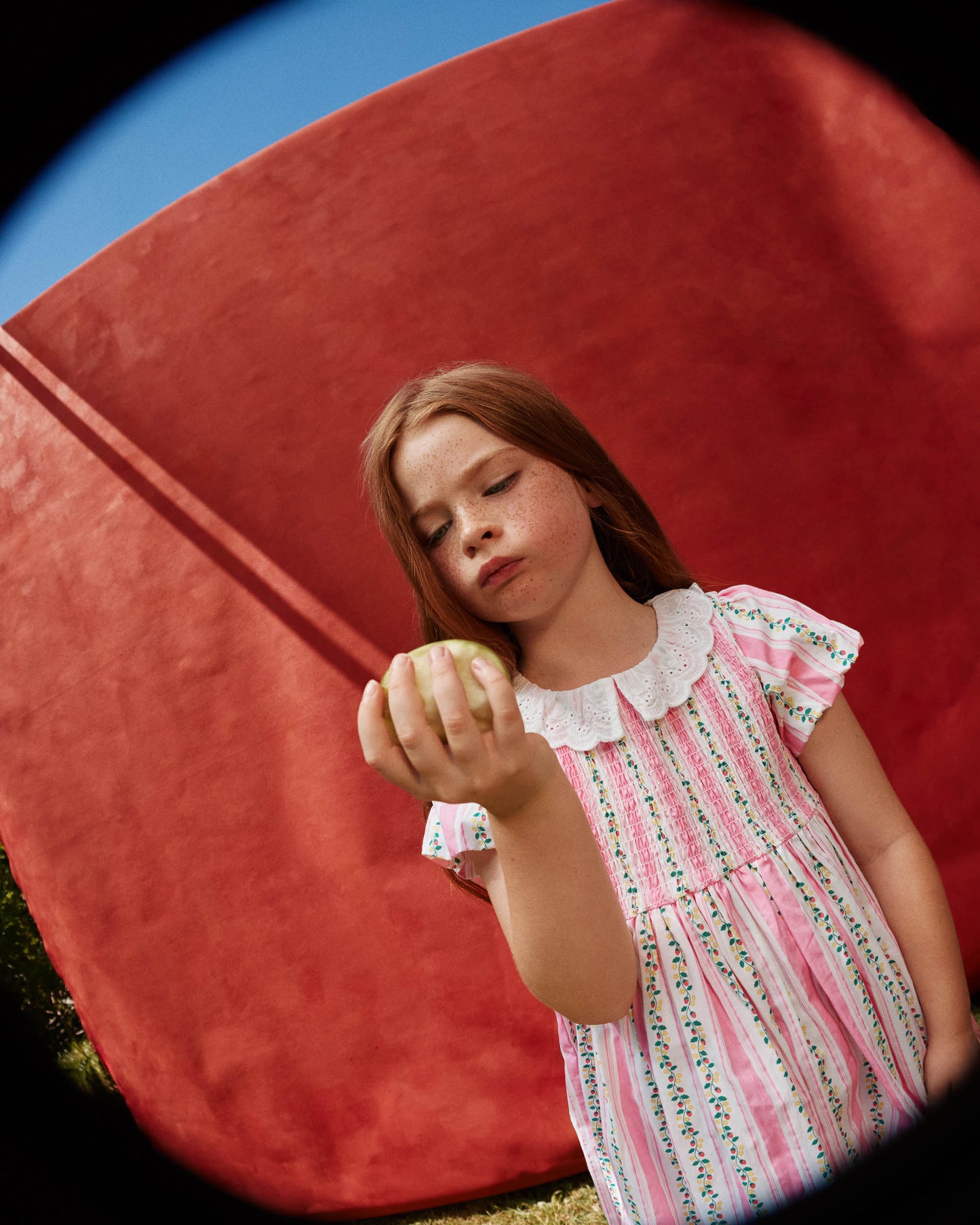 Flo Antique Stripe Strawberry Smocked Dress