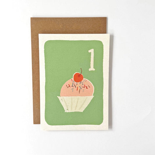 1st Birthday Cupcake Greeting Card