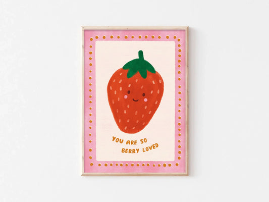 Berry Loved Strawberry Art Print