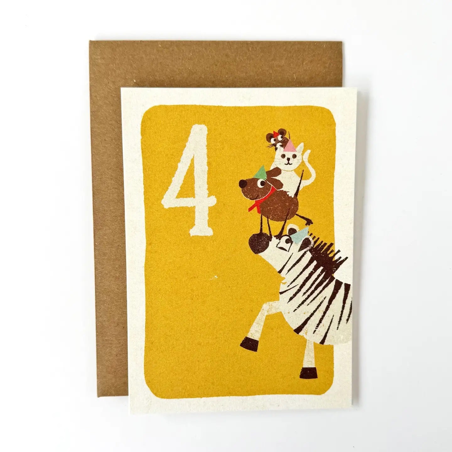 4th Birthday Party Animals Greeting Card