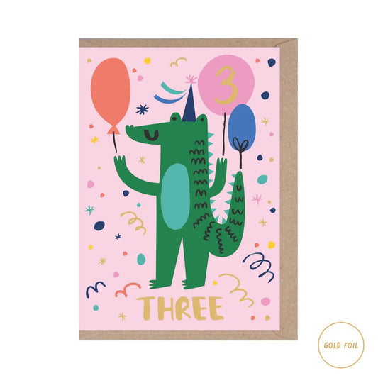 3rd Birthday Crocodile Card