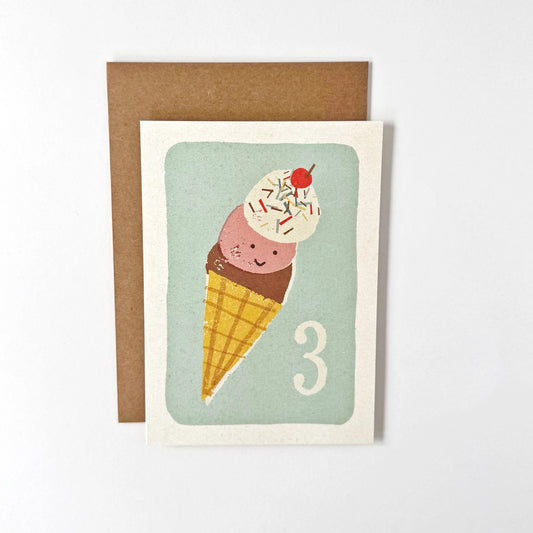 3rd Birthday Icecream Greeting Card