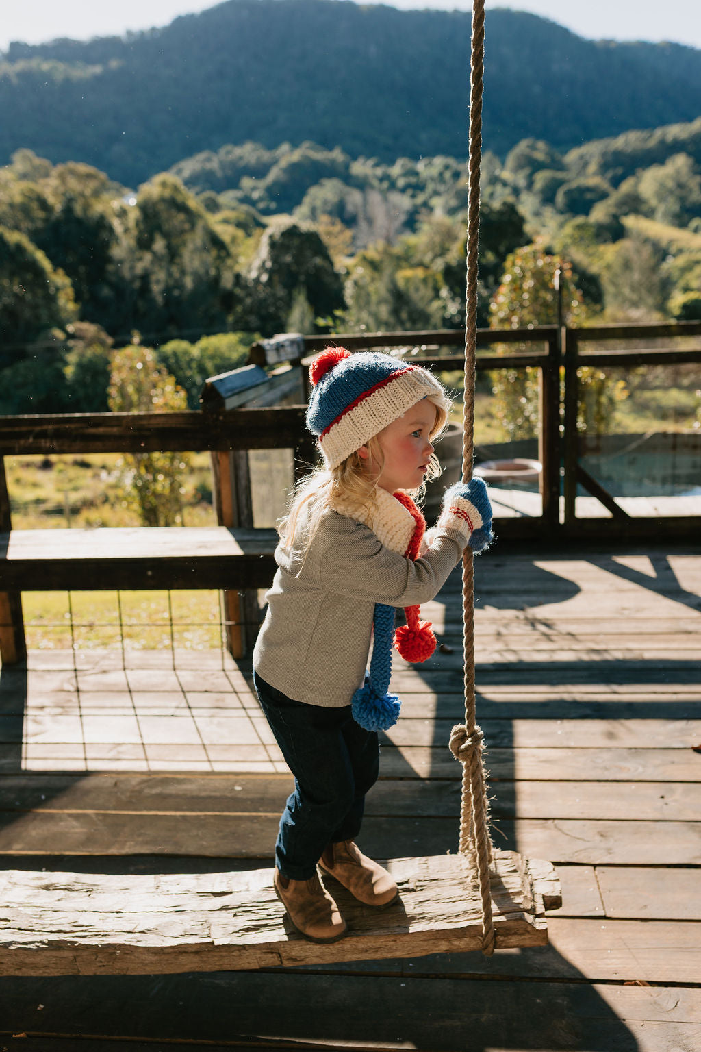 Teddy Beanie / Blue & Red
