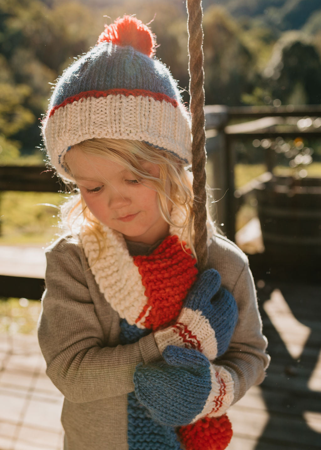 Teddy Beanie / Blue & Red