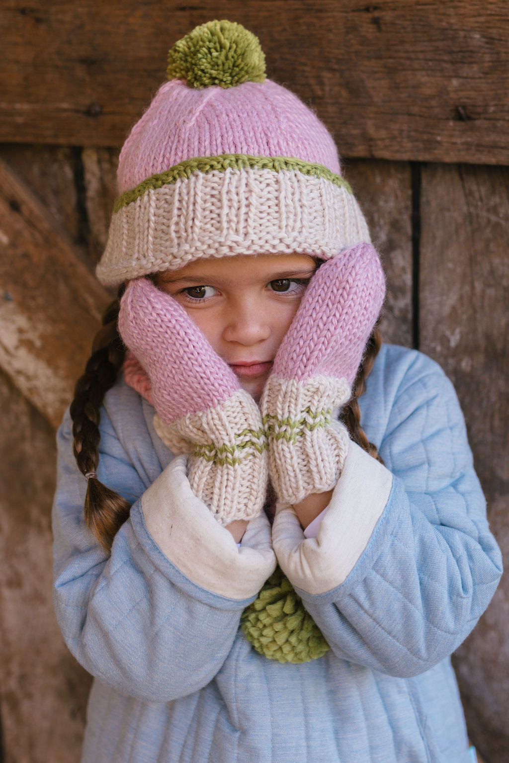 Teddy Beanie / Pink & Green
