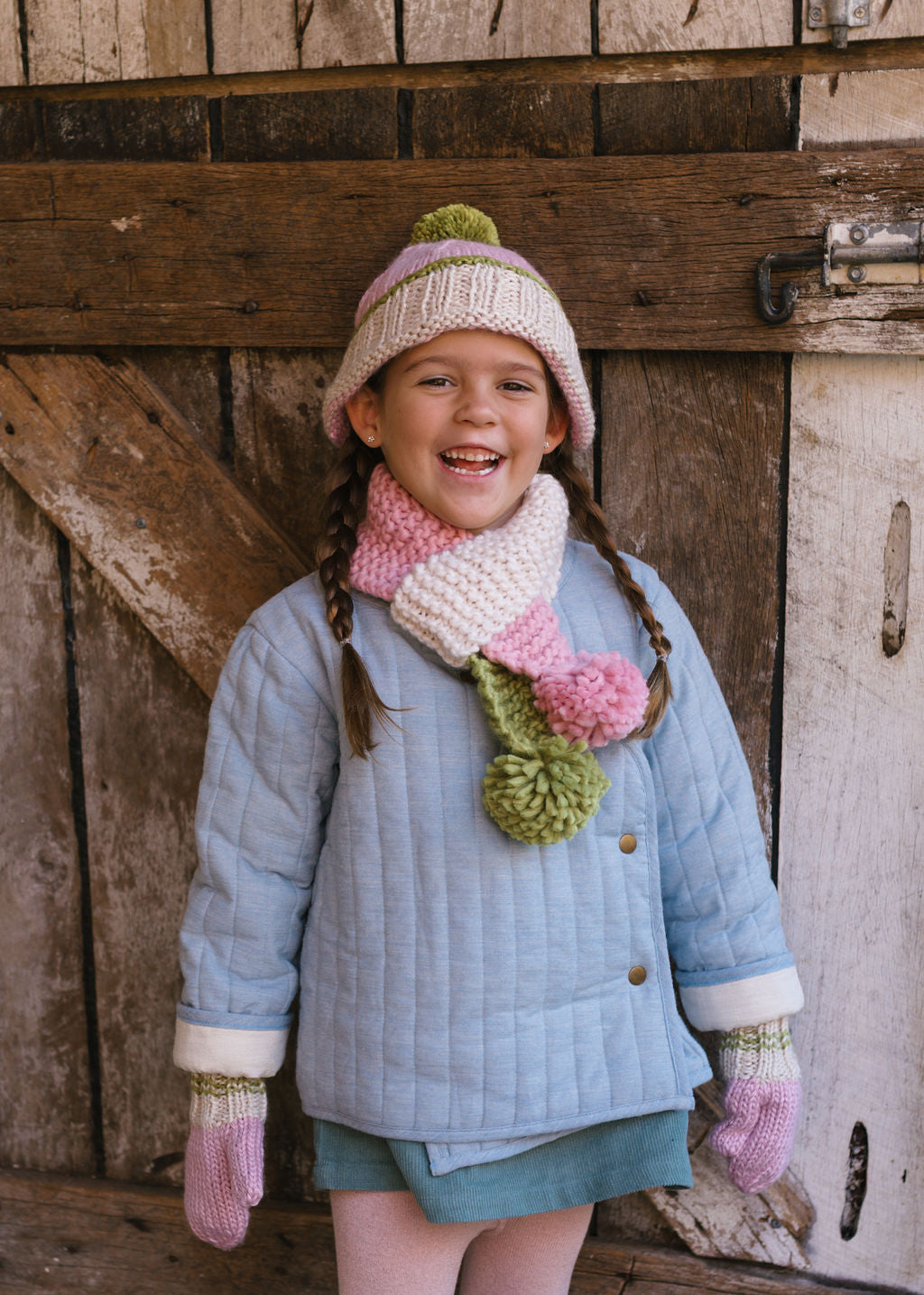 Teddy Beanie / Pink & Green