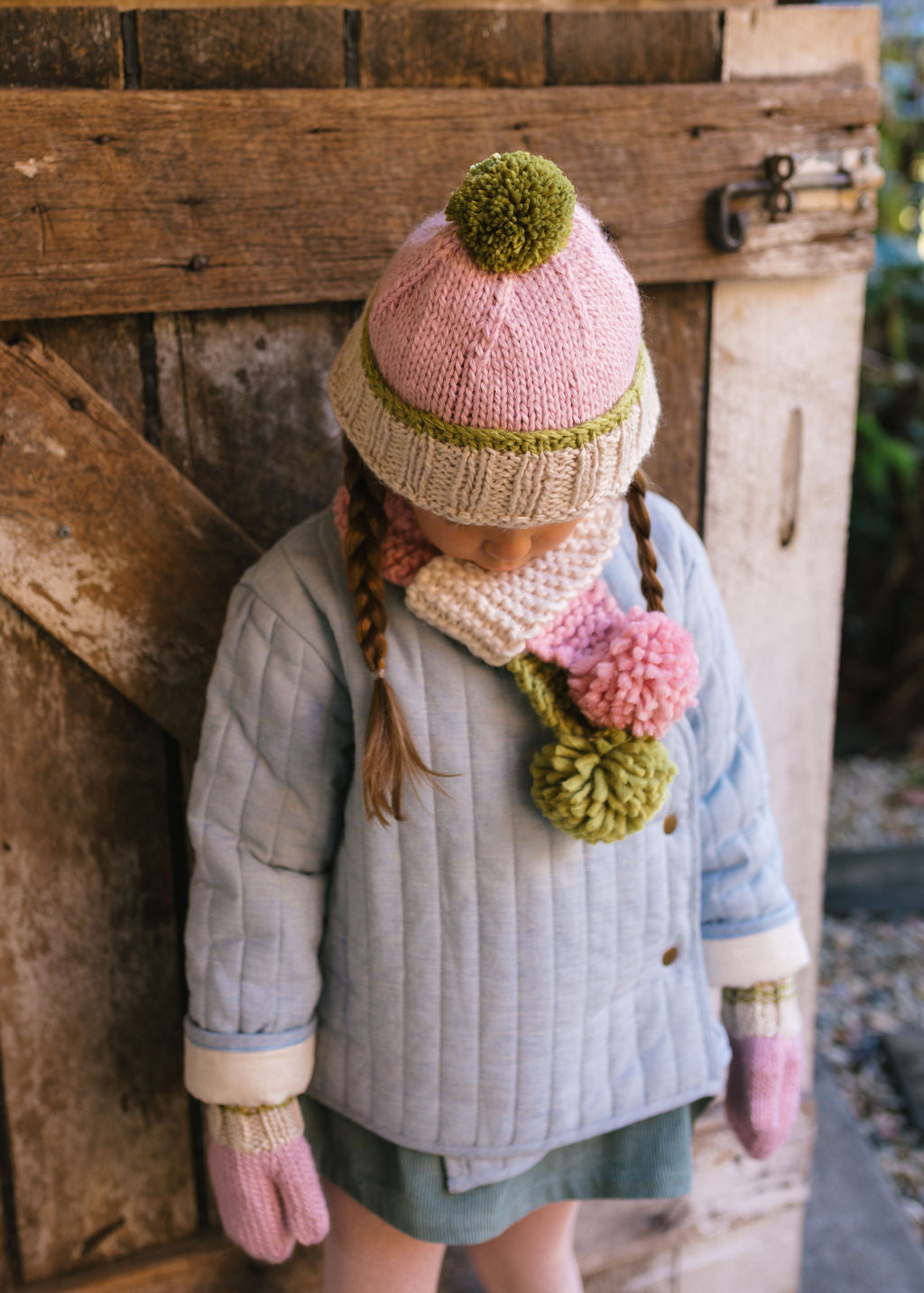 Teddy Beanie / Pink & Green