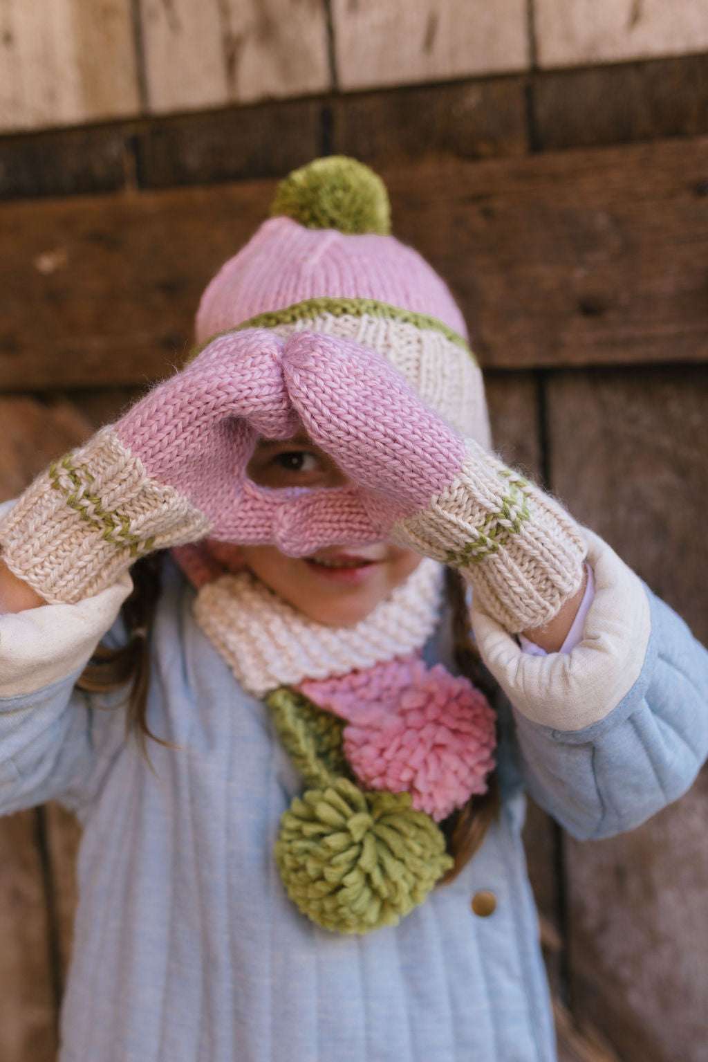 Teddy Beanie / Pink & Green