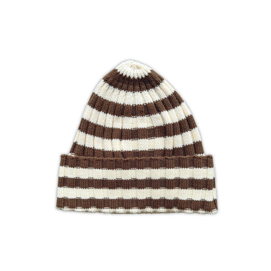 Organic Striped Pixie Knit Beanie / Espresso