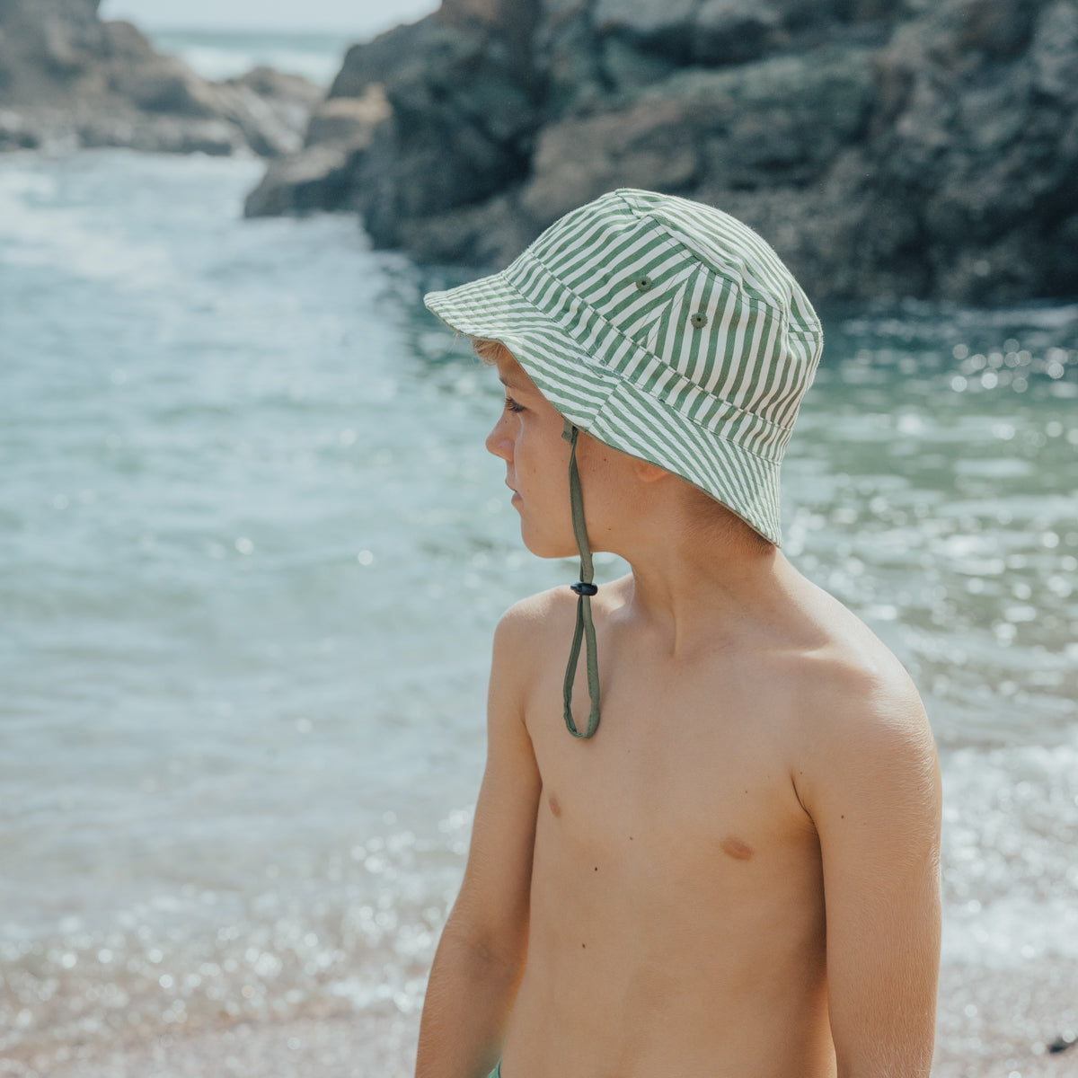 Coastal Stripe Reversible Bucket Hat