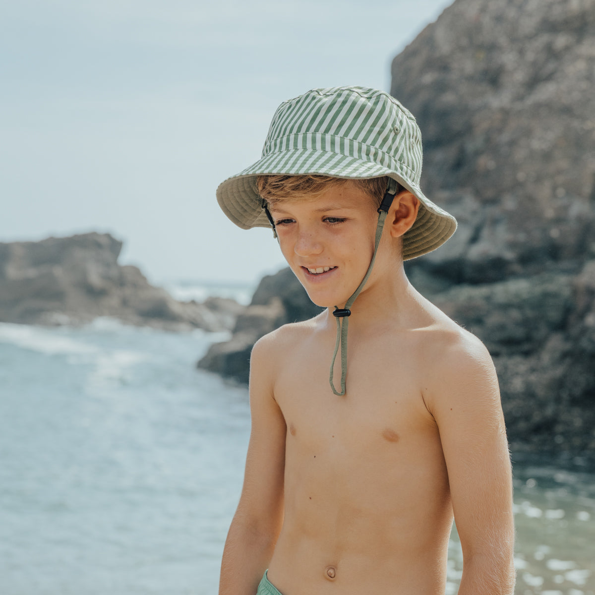 Coastal Stripe Reversible Bucket Hat