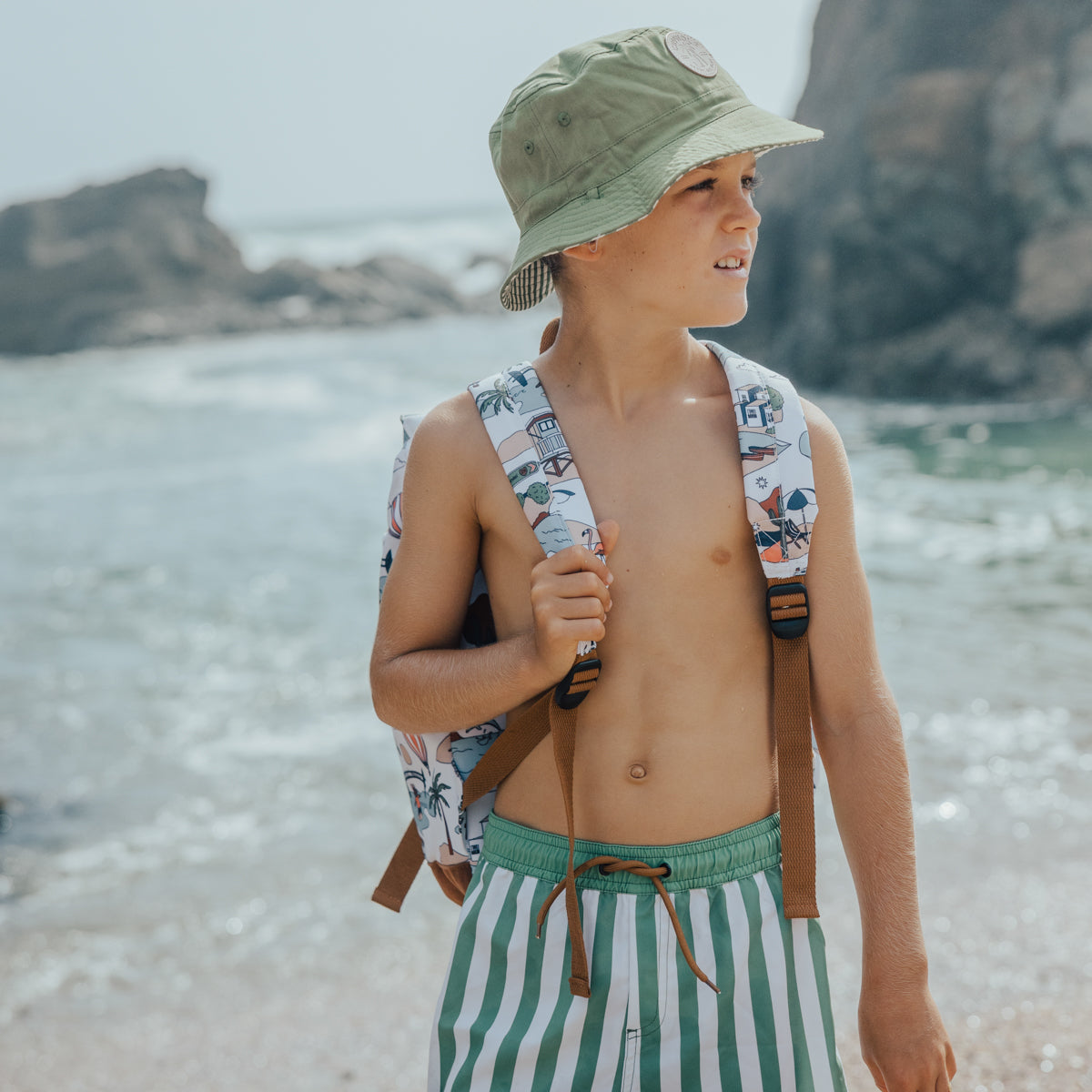 Coastal Stripe Reversible Bucket Hat