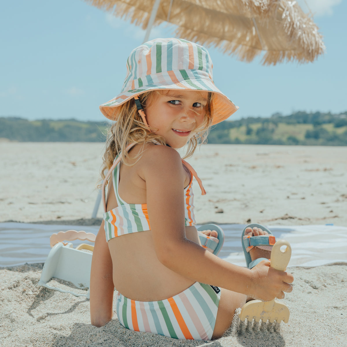 Summer Stripe Reversible Bucket Hat