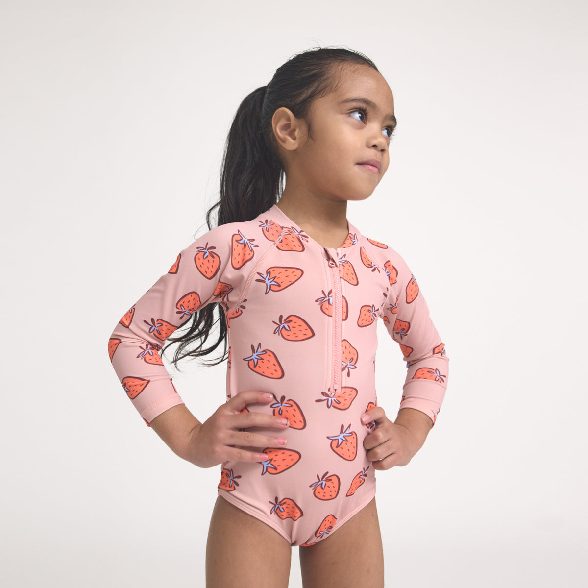 Strawberry Splash Long Sleeve Swimsuit