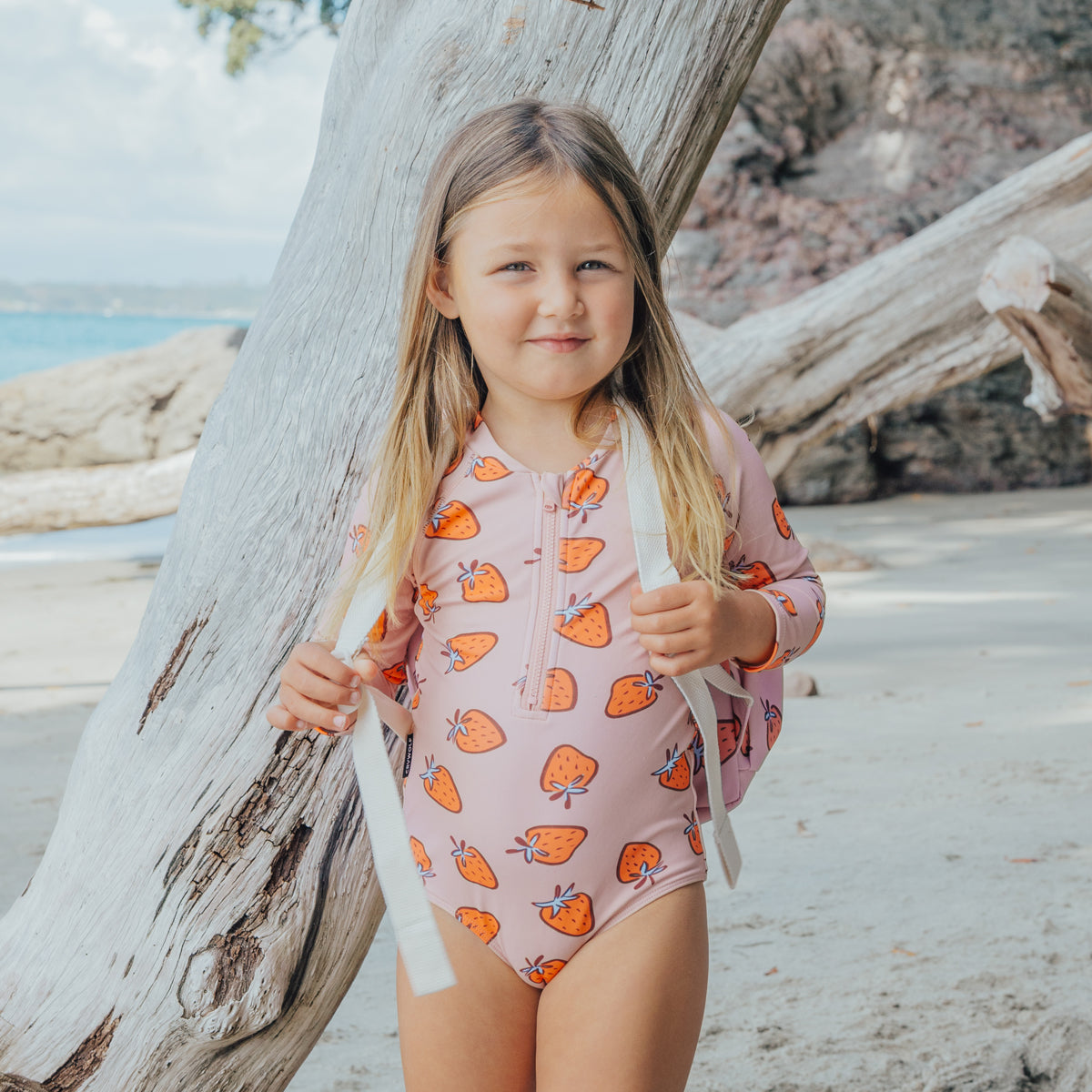 Strawberry Splash Long Sleeve Swimsuit