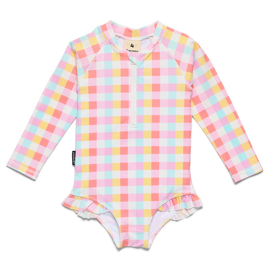 Pop Gingham Long Sleeve Swimsuit
