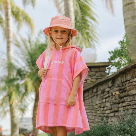 Flamingo Stripe Hooded Towel