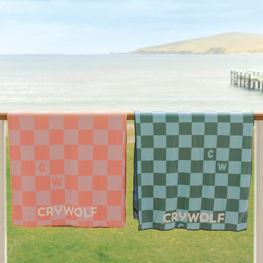 Sea Green Check Rapid Dry Towel